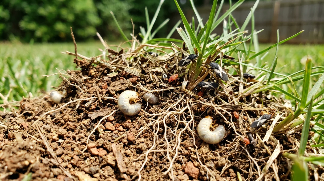 Identifying common summer lawn pests like grubs in Mebane, NC yards