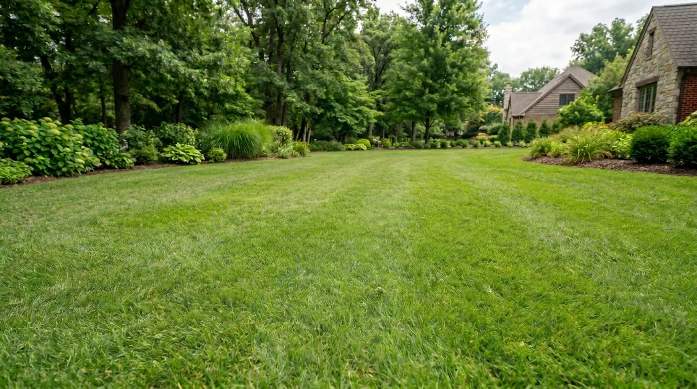 Core aeration plugs on a Graham NC lawn helping relieve compacted clay soil for healthier turf