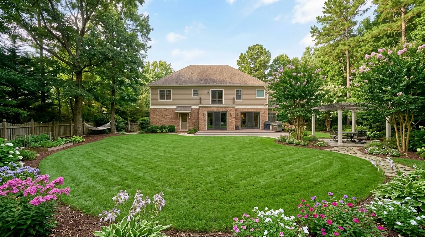 Healthy summer lawn in Mebane, NC after expert insect control and prevention