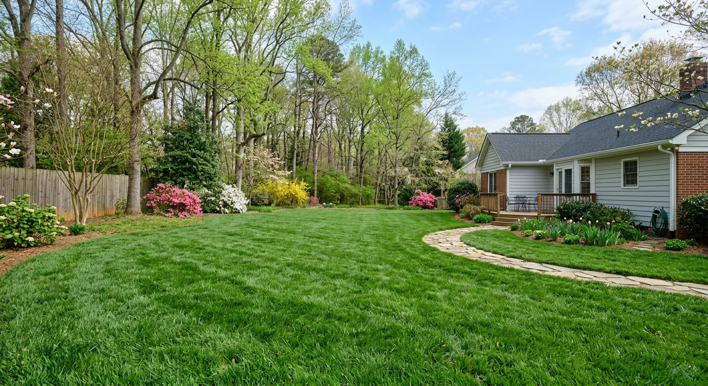 Results of spring lawn aeration in Mebane, NC showing improved grass health and soil structure