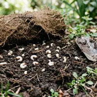 Lawn grubs found beneath damaged turf on a NC lawn in summer